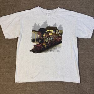 Train Railroad Museum California T-shirt Gray Large Collector 22x26